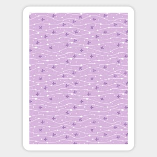 Wavy Lines, Dots and Flowers Pattern Pink Lavander Magnet